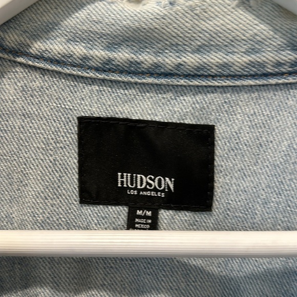 Hudson Jeans Distressed Light Wash Slouchy Denim Jean Jacket 100% Cotton Medium - Picture 2 of 9